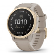 Zegarek Garmin Fenix 6S Pro Solar jasnozłoty z piaskowym paskiem + PL TOPO